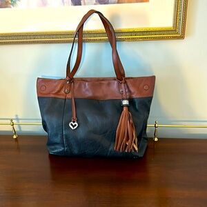 Brighton Bag black leather purse with brown trim